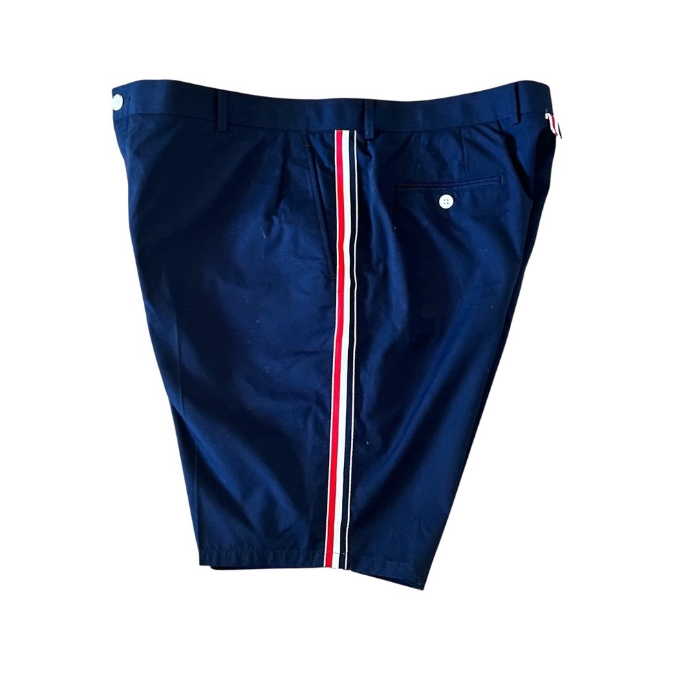Thom Browne Navy Typewriter Cloth RWB Stripe Shorts MTU239B Size 5 NEW - Picture 3 of 6